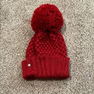 Red Knit Pom-Pom Beanie